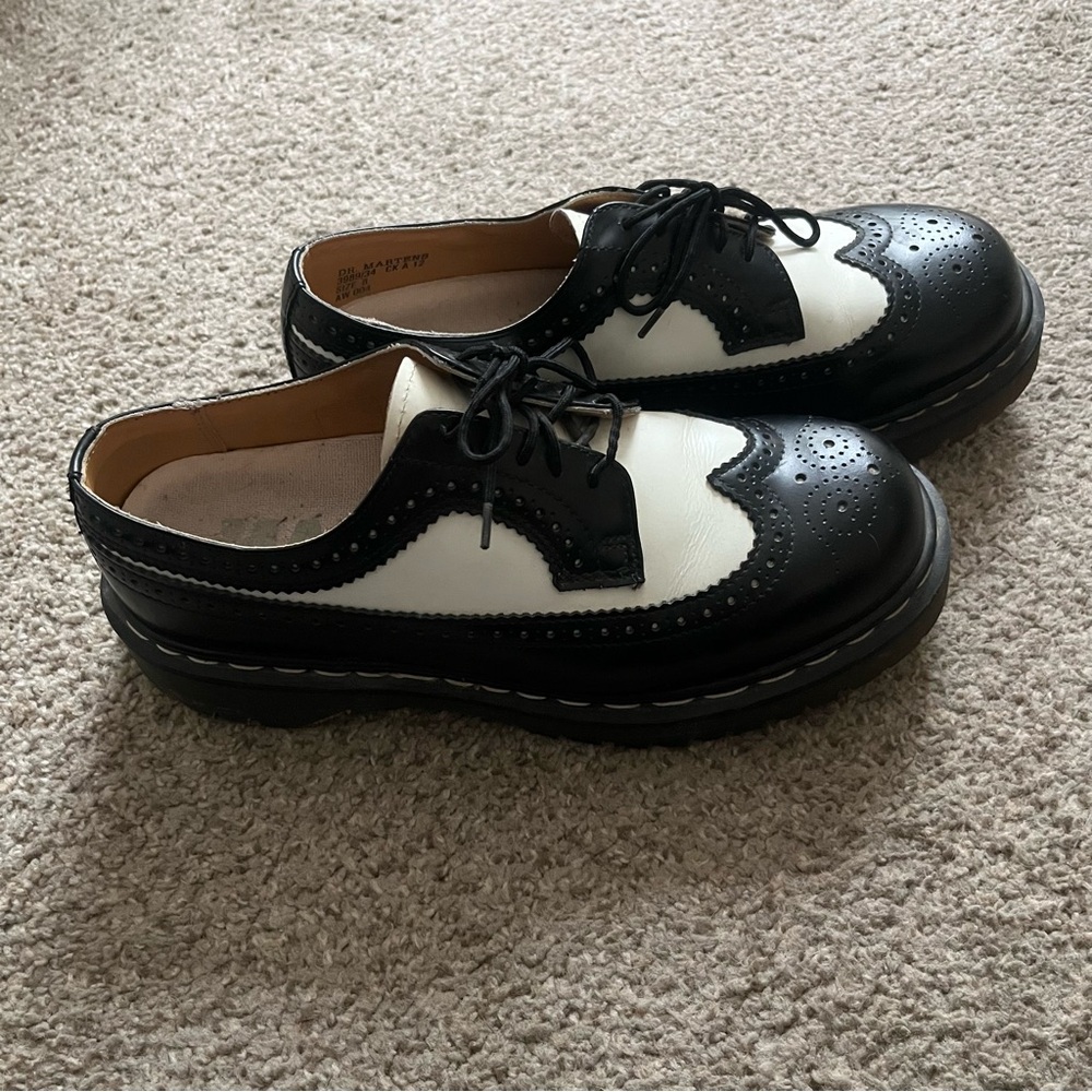 Dr. Marten Black and White Brogue Shoes